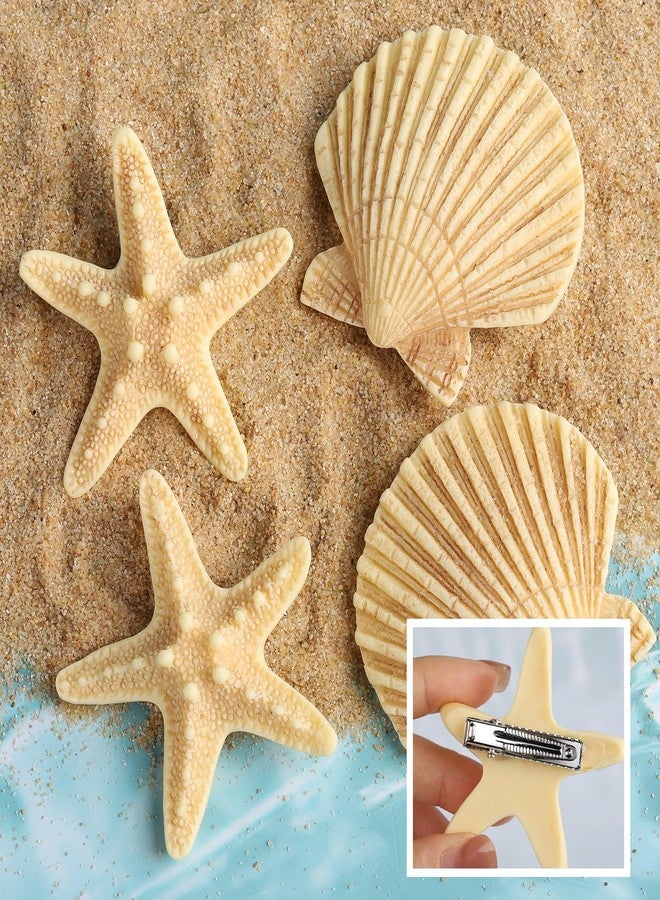 YGDZ Starfish Seashell Hair Clip, 4PCS Mermaid Hair Accessories, Face Body Glitter, Face Gems for Mermaid Costume, Mermaid Outfit for Women, Girls - Image 5